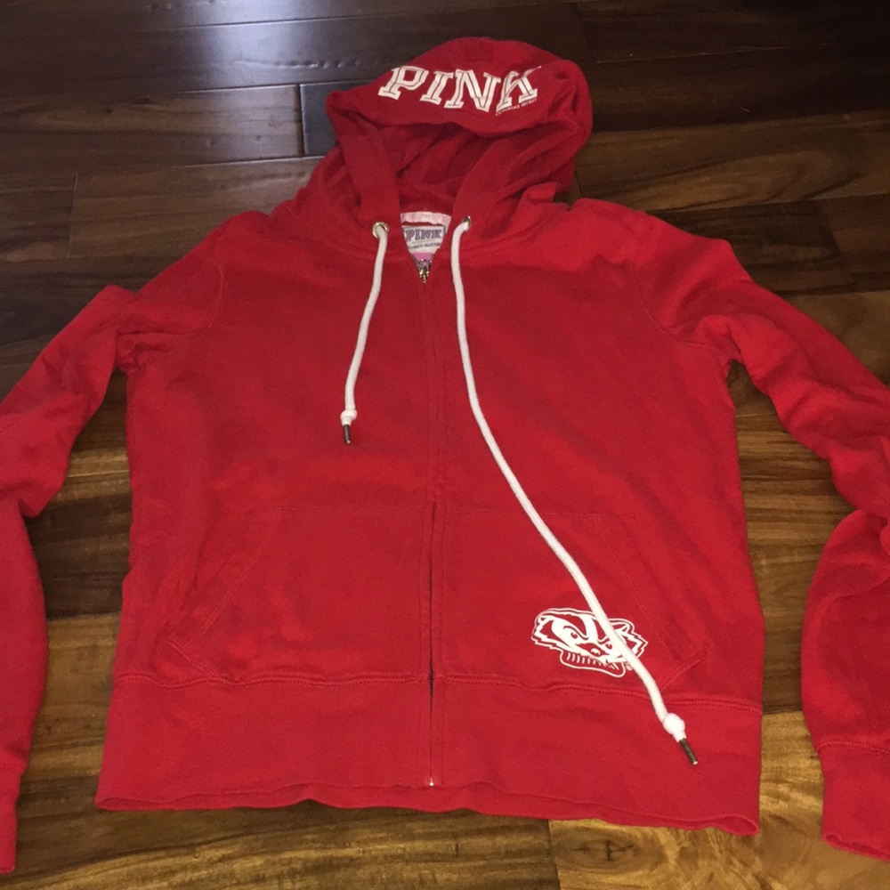 PINK Wisconsin Badgers zip up, size medium
